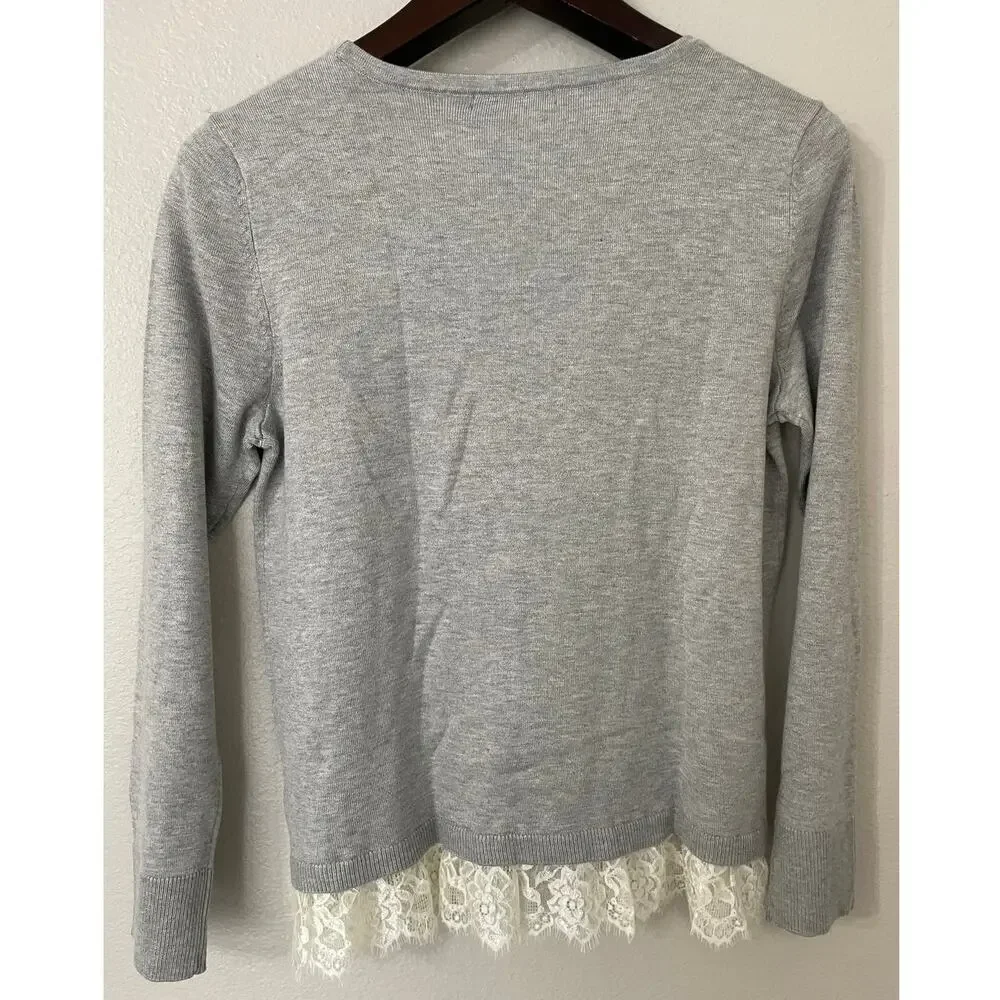 89th & Madison Light Heather Gray Long Sleeve Sweater Size Large NWT